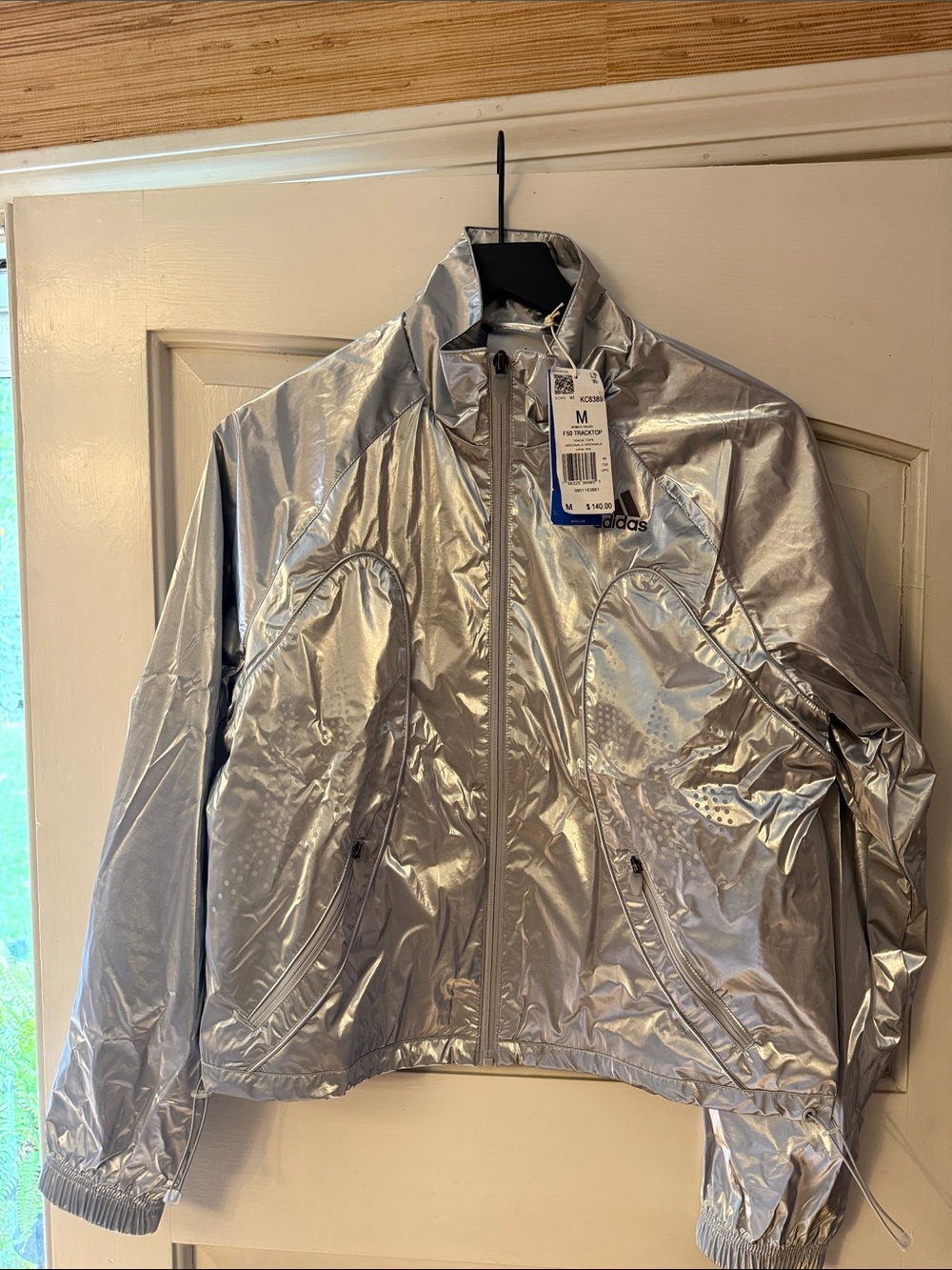 adidas Metallic Silver Full-Zip Bomber Jacket